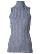 Derek Lam Ribbed Roll Neck Top, Women's, Size: Xl, Grey, Silk/cashmere