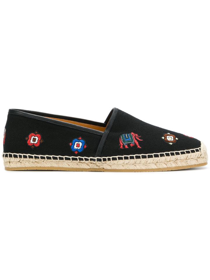 Etro Embroidered Almond Toe Espadrilles - Black