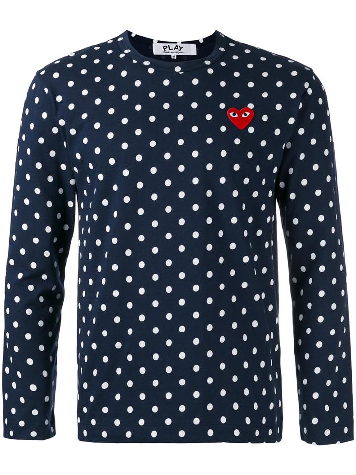 Comme Des Garçons Play Polka Dot T-shirt, Men's, Size: Xl, Blue, Cotton