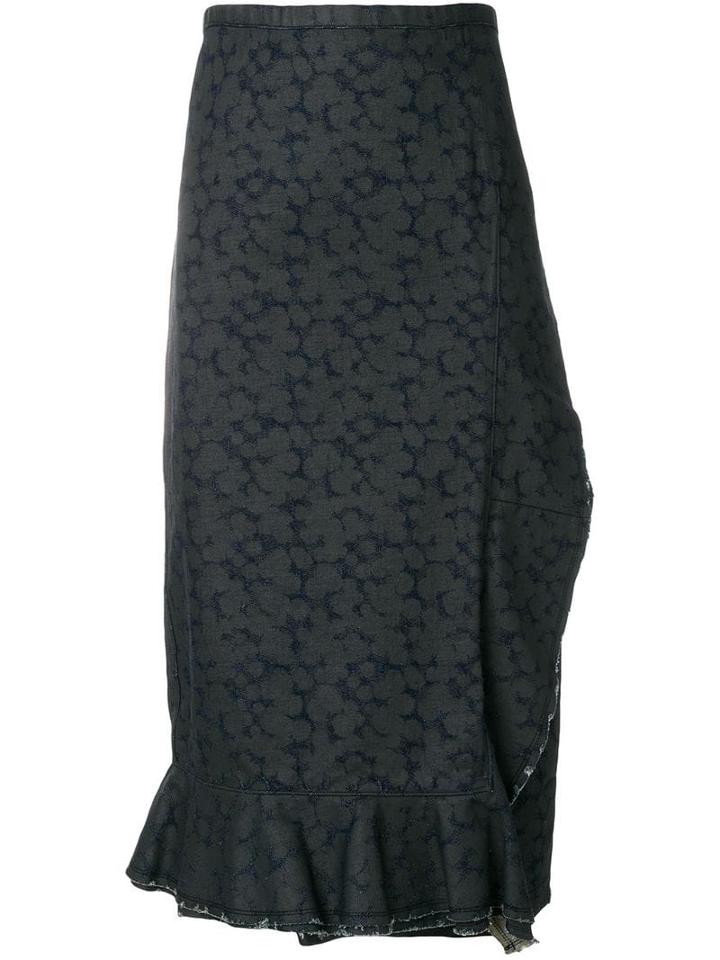 Comme Des Garçons Pre-owned Wrap Denim Printed Skirt - Blue