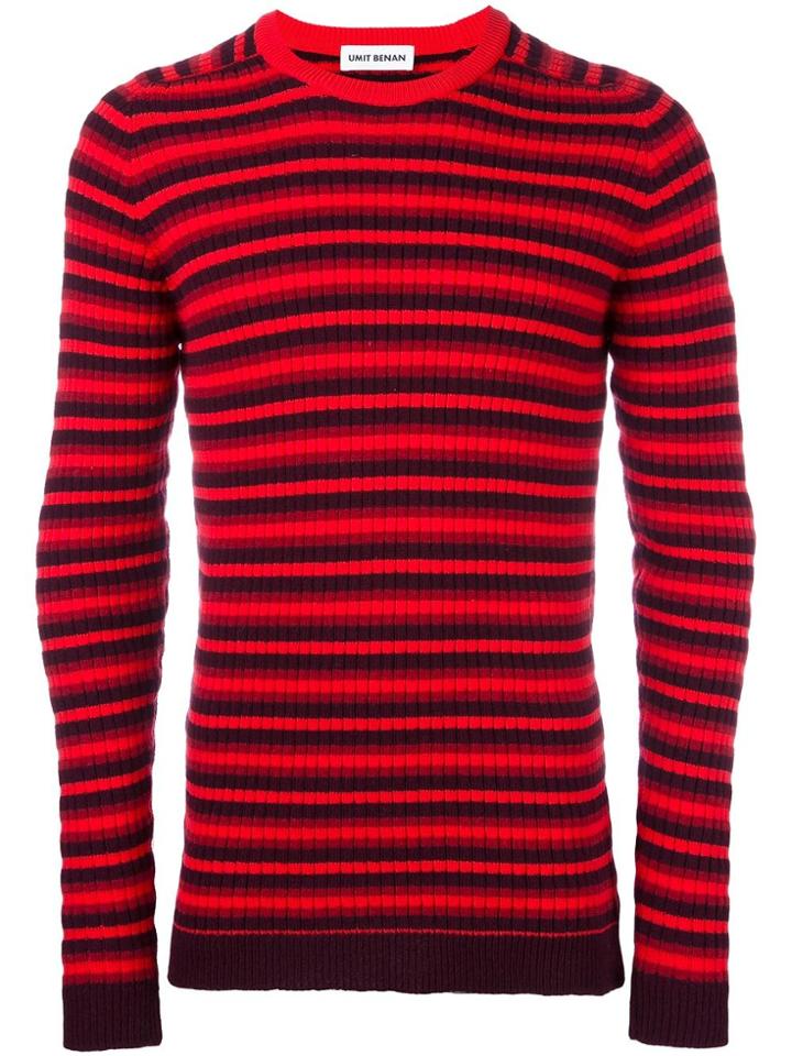 Umit Benan Striped Jumper - Red