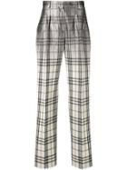 Alberta Ferretti Checked Straight-leg Trousers - Grey