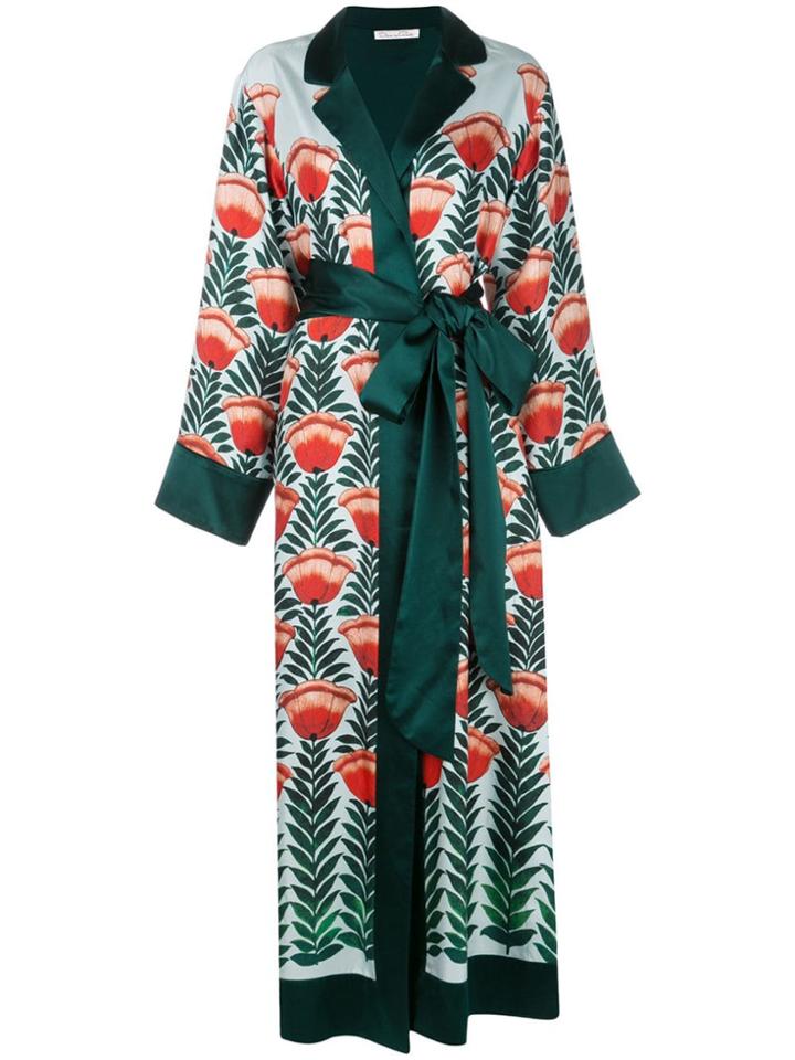 Oscar De La Renta Tulip Printed Wrap Dress - Blue
