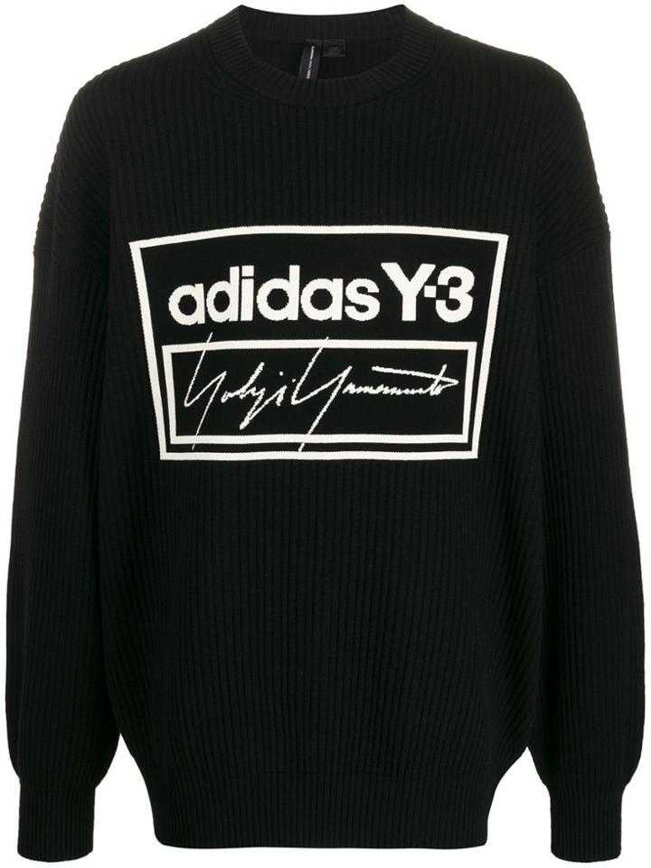 Y-3 Logo Print Ribbed Sweater - Black