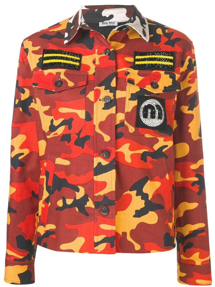 Miu Miu Camouflage Military Jacket - Brown