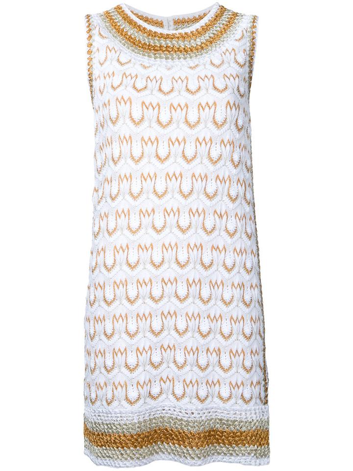 Missoni - Patterned Knit Mini Dress - Women - Cotton/polyester/cupro - 46, White, Cotton/polyester/cupro