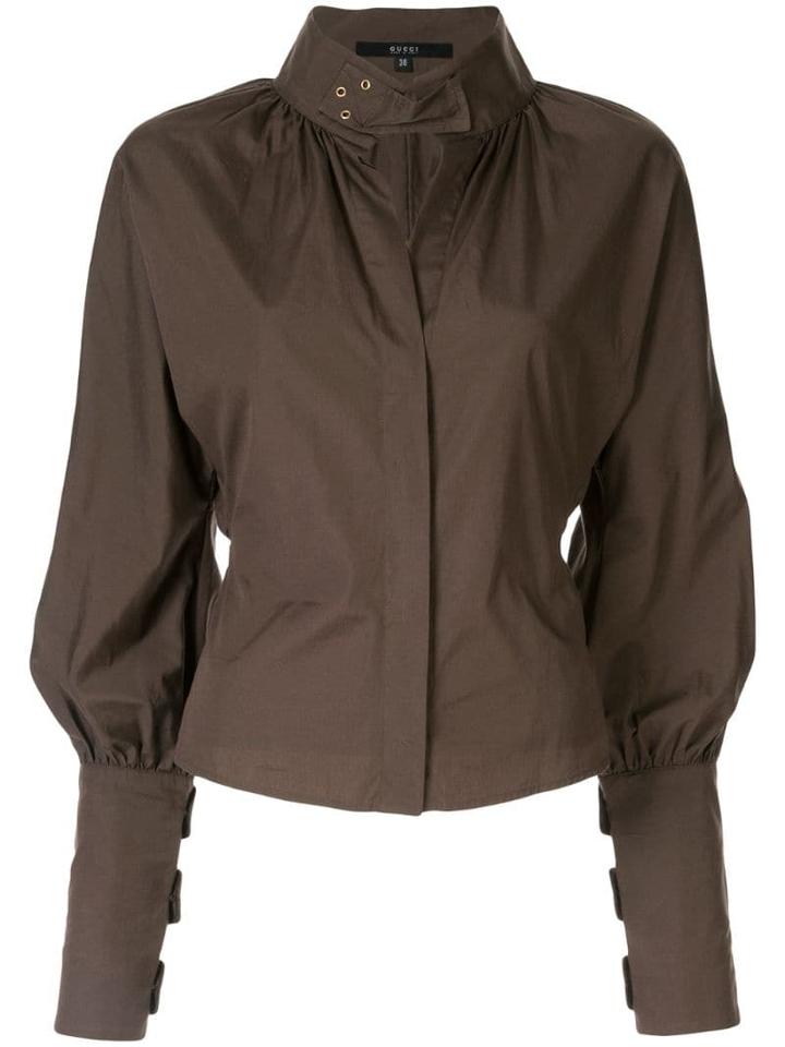 Gucci Pre-owned High Collar Blouse - Brown