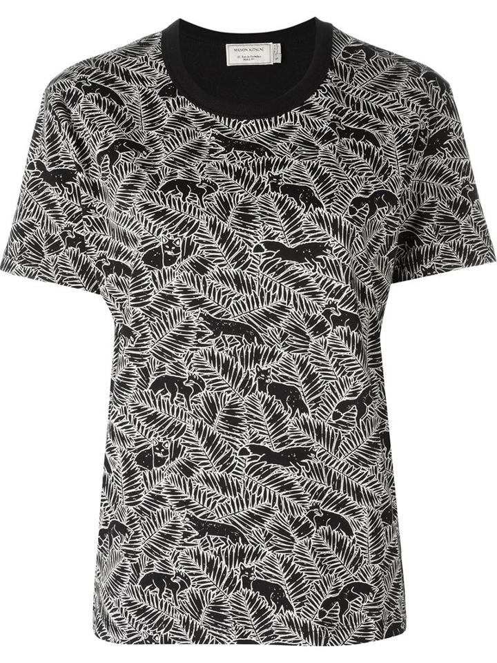 Maison Kitsuné Fox Print T-shirt, Women's, Size: M, Black, Cotton