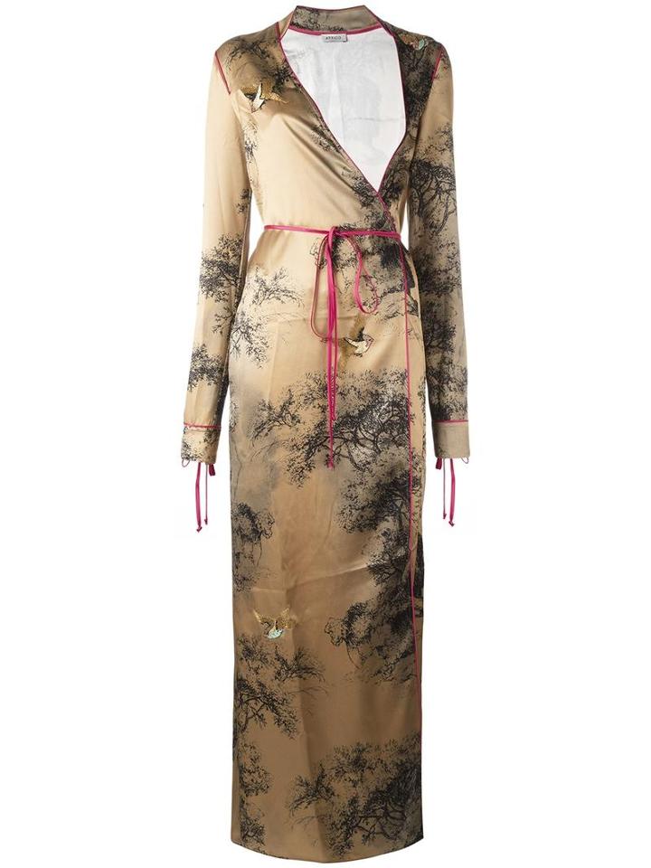 Attico Wallpaper Wrap Dress, Women's, Size: 3, Nude/neutrals, Silk/metal (other)/viscose