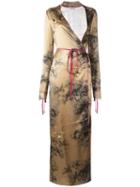 Attico Wallpaper Wrap Dress, Women's, Size: 3, Nude/neutrals, Silk/metal (other)/viscose