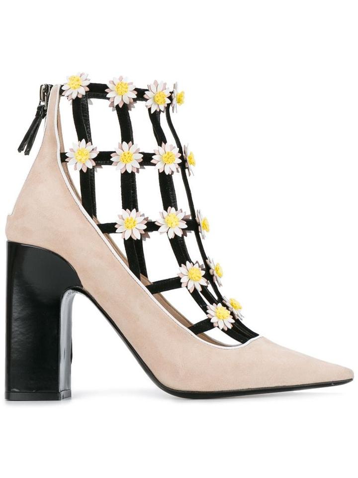 Fabrizio Viti Flower Embellished Booties - Neutrals
