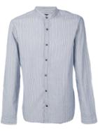 John Varvatos - Mandarin Collar Shirt - Men - Cotton - L, Blue, Cotton