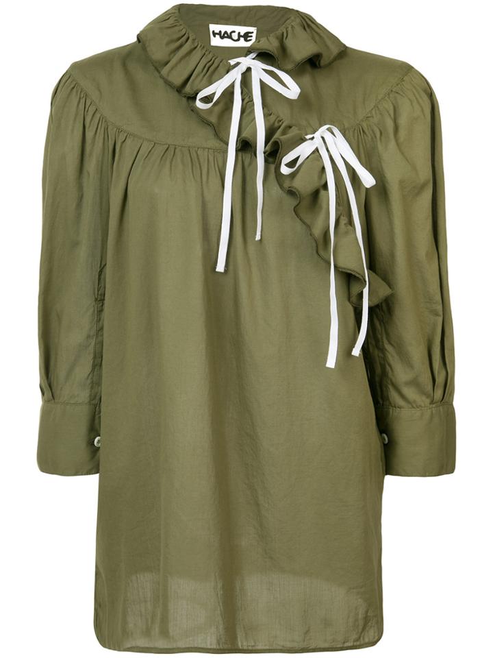 Hache Frill Peasant Blouse - Green