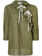 Hache Frill Peasant Blouse - Green