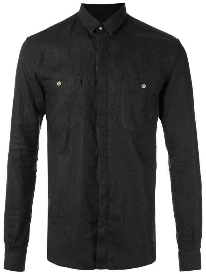 À La Garçonne - Long Sleeves Shirt - Men - Linen/flax - Gg, Black, Linen/flax