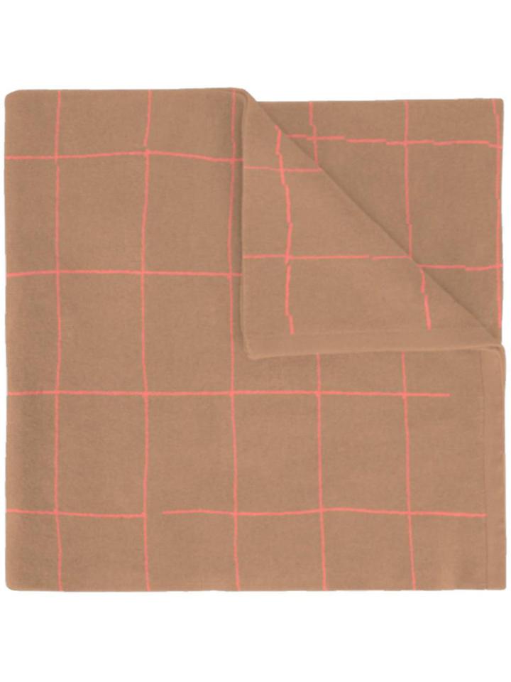 Umd Cashmere 'grid' Knit Scarf - Nude & Neutrals