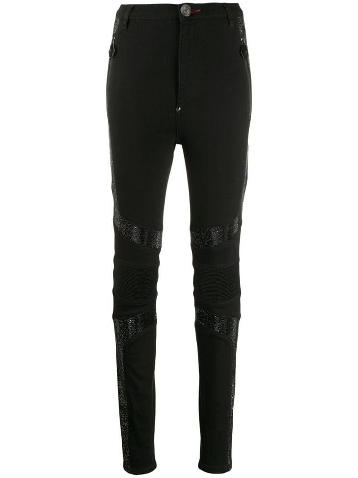 Philipp Plein High Waisted Biker Jeans - Black