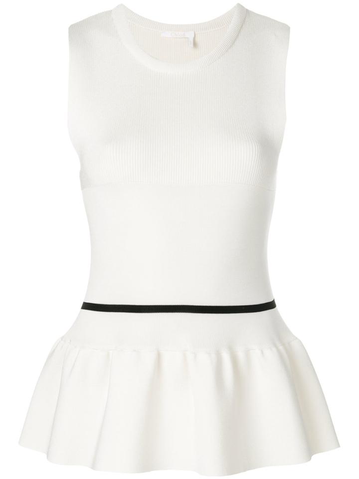 Chloé Knitted Peplum Top - Nude & Neutrals