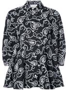 Alexis Pattern Embroidered Puff Sleeves Shirt - Black
