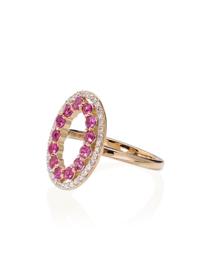 Mateo Halo Diamond, Gold And Sapphire Ring