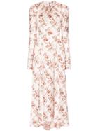 Paco Rabanne High Neck Floral Print Maxi Dress - Pink
