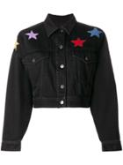 Valentino Star Embroidered Denim Jacket - Black