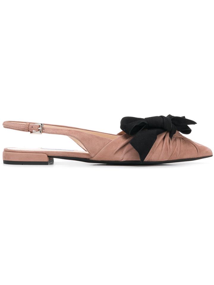 Prada Bow Detail Sling Back Sandals - Nude & Neutrals