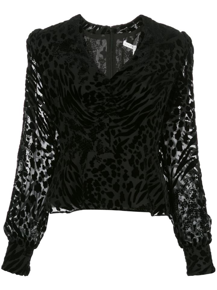Veronica Beard Giacomo Leopard-print Velvet Blouse - Black