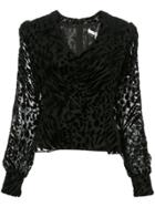Veronica Beard Giacomo Leopard-print Velvet Blouse - Black