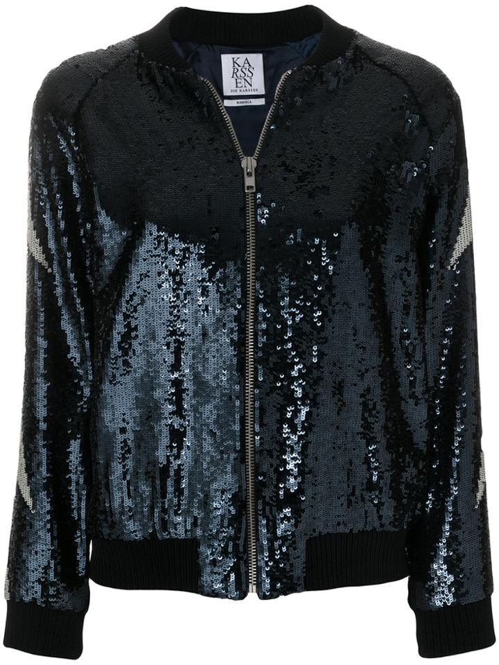 Zoe Karssen Sequinned Bomber Jacket - Blue