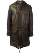 Pihakapi Hooded Leather Coat, Men's, Size: Medium, Green, Lamb Skin/viscose