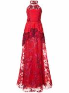 Marchesa Notte High Low Lace Dress - Red