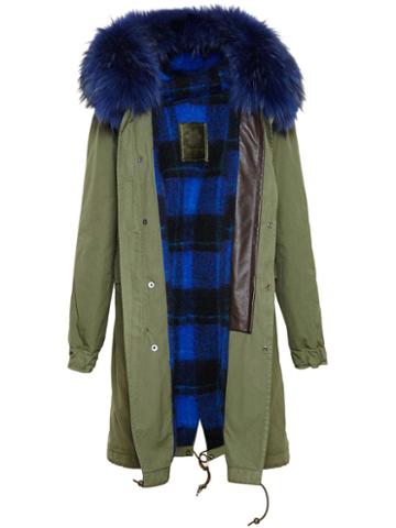 Marc By Marc Jacobs Long Cotton-canvas Parka With Raccoon Fur Hood, Women's, Size: Small, Green, Cotton/polyester/mohair/calf Leather