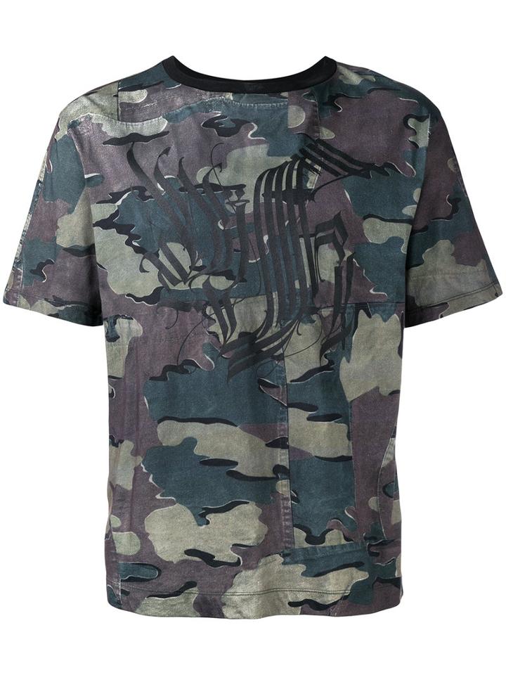Dries Van Noten Camouflage T-shirt, Men's, Size: Xl, Green, Cotton