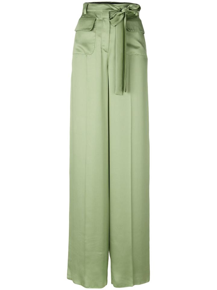 Valentino Tie Waist Wide Leg Trousers - Green