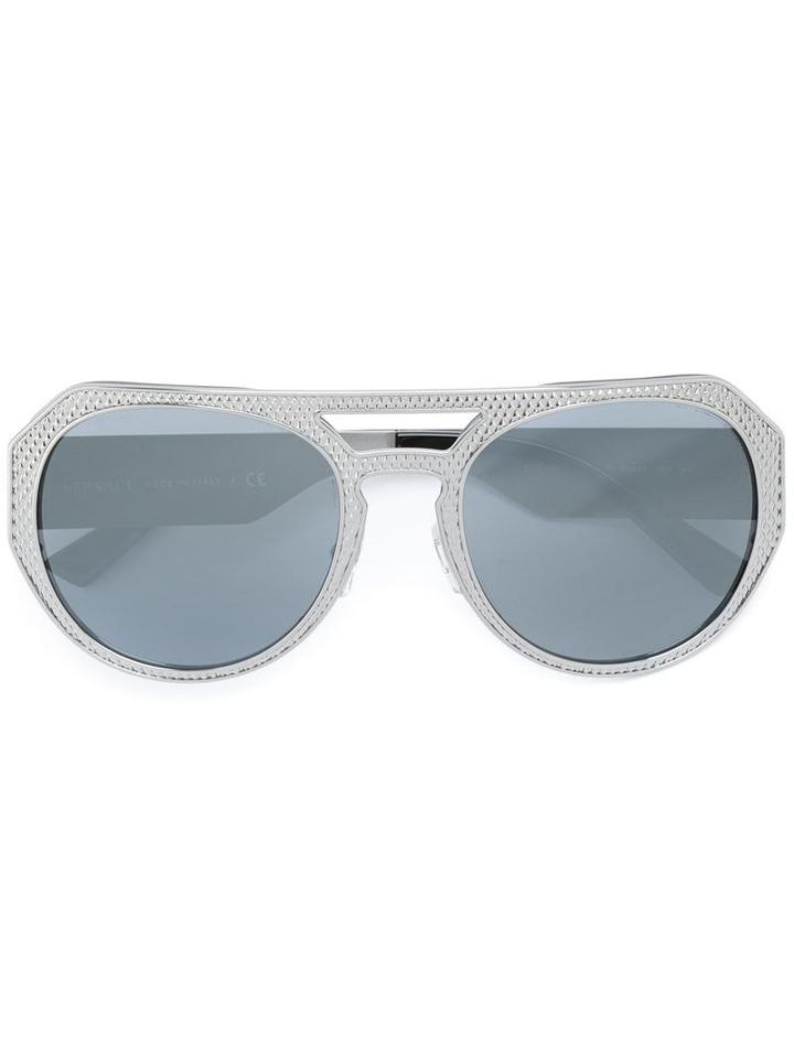 Versace 'rock Icon' Embossed Sunglasses, Men's, Grey, Metal (other)