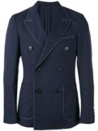 Prada - Contrast Stitch Double Breasted Jacket - Men - Cupro/virgin Wool - 52, Blue, Cupro/virgin Wool