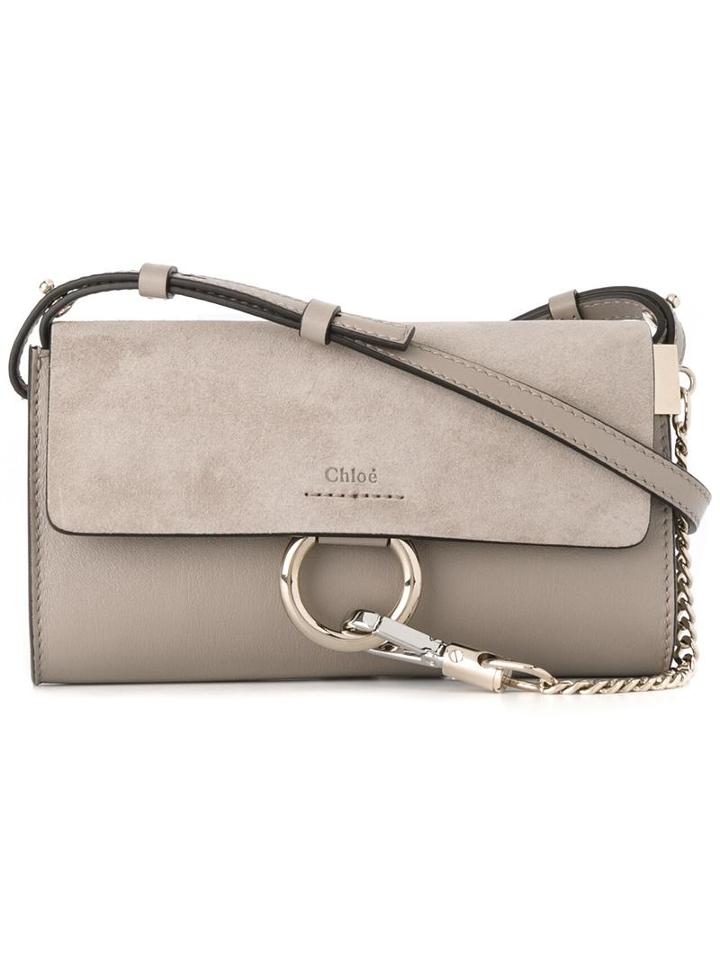 Chloé Small 'faye' Shoulder Bag, Women's, Grey, Calf Leather/calf Suede