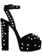 Giuseppe Zanotti Design Lavinia Jewel Studded Velvet Sandals - Black