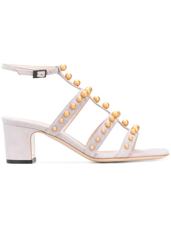Pollini Embellished T-bar Sandals - Pink & Purple