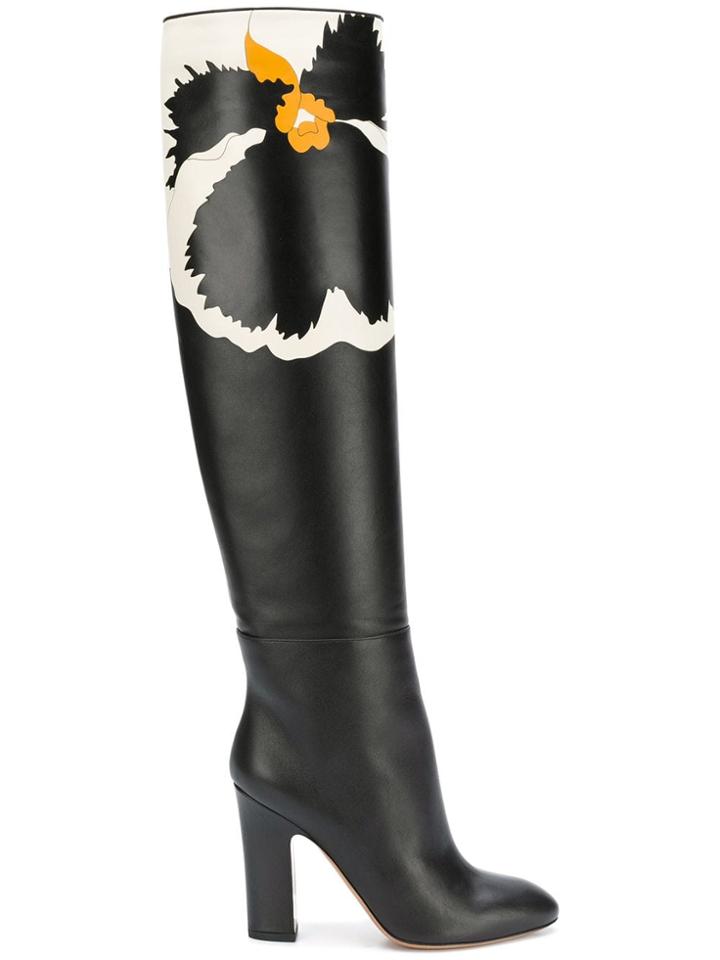 Valentino Printed Design Boots - Black