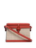 Hunting Season Sunset Red Mini Leather Trim Straw Box Bag