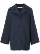 D.exterior - Cape Style Coat - Women - Polyester/wool - S, Blue, Polyester/wool
