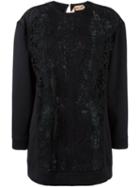 No21 Lace Panel Blouse, Women's, Size: 42, Black, Cotton/polyester