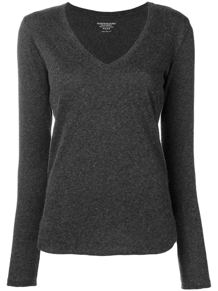 Majestic Filatures V-neck Jumper - Grey