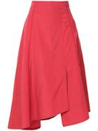 Des Prés Asymmetric Style Skirt - Red