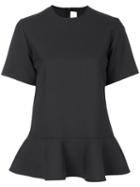 Victoria Victoria Beckham - Short-sleeve Peplum Blouse - Women - Silk/nylon/polyester/wool - 12, Black, Silk/nylon/polyester/wool