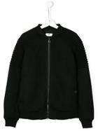 Young Versace Textured Zip Up Bomber Jacket - Black