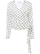 Saks Potts Logo Print Wrap Sweater - White