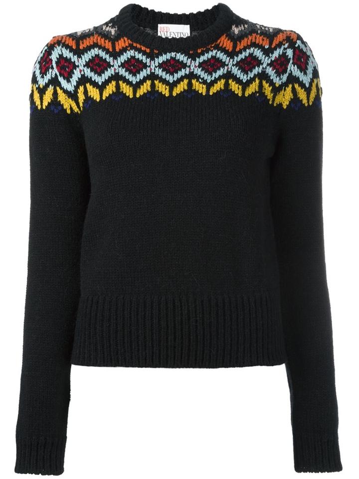 Red Valentino Zigzag Intarsia Jumper, Women's, Size: Xs, Black, Acetate/wool/alpaca